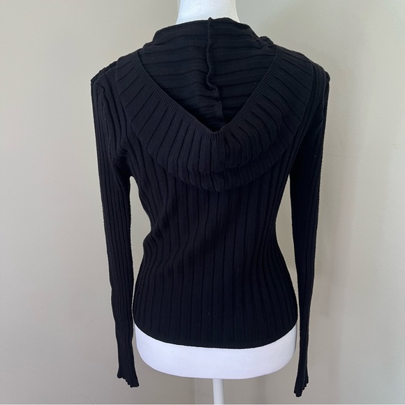 No Boundaries Black Zip up Cardigan Lightweight Ribbed Sweater Jacket - Picture 2 of 7